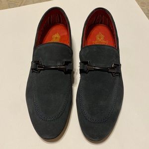 LIKE NEW BASE LONDON MENS SUEDE LEATHER GRAY COLOR DRESS SHOES SIZE 41